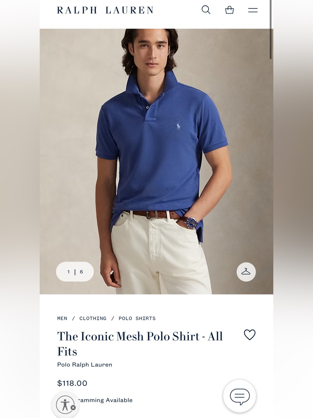 NWOT Polo by Ralph Lauren Men’s Mesh Polo Shirt - Blue size Large